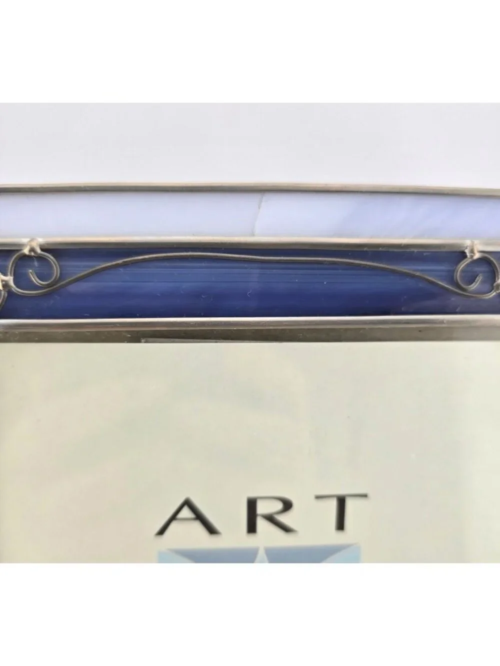 Art Glass 5x7 Handmade Photo Frame Malden Blue & White Stained Glass READ